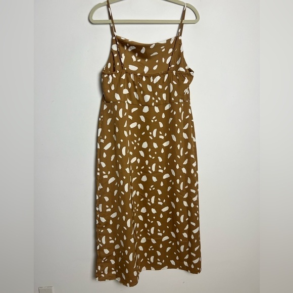 Old Navy Brown Cream Print Cowl Neck Satin Midi Slip Dress Size Medium - Picture 6 of 10